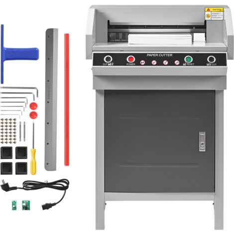 Mophorn Cortadora de papel eléctrica, eficiente y funcional, con capacidad de corte de 45 cm de ancho y 4 cm de grosor, cuchilla adicional y motor de 500 W, dimensiones de 650 x 770 x 1010 mm