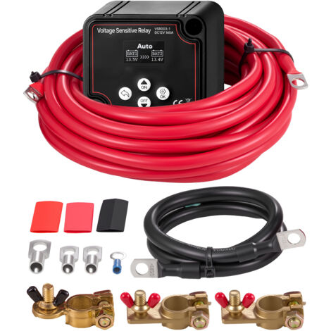 Mophorn Kit de relé aislador de batería dual, relé sensible al voltaje VSR de 12 V y 140 A con voltímetro, pantalla LCD, compatible con baterías de plomo-ácido, ideal para UTV y ATV, 80 x 70 x 60 mm (1/5)