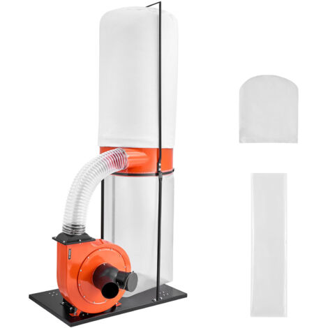Mophorn Extractor de polvo, capacidad de 2038,8 m³/h, sistema de recolección de partículas de madera de 2,5 micras, motor de 2,0 HP con bolsa de polvo de 132,5 L y bolsa de filtro de 159 L