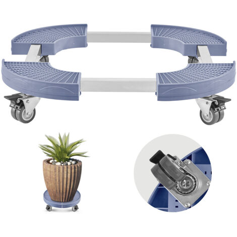 Mophorn Carrito para contenedor de basura con ruedas, diseño versátil con 4 ruedas bloqueables, capacidad de carga de 181,4 kg, base redonda ajustable de 380 mm a 580 mm, color azul