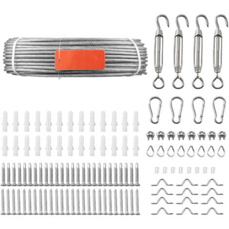 Mophorn Cable de acero inoxidable 304 con diámetro de 4,76 mm, rollo de cuerda de alambre de 60,96 m, resistencia a la rotura de 7,1 KN, estructura 7x7, ideal para barandillas de terrazas