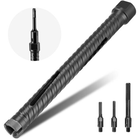 Mophorn Broca de diamante para perforación en seco, diámetro de 25 mm, profundidad de 241 mm, rosca interna M16, incluye 3 adaptadores, ideal para hormigón armado, ladrillos y mampostería