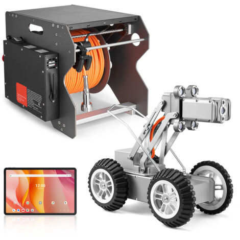 Mophorn Robot de inspección de tuberías de alcantarillado, 60 m, cámara dual de 2 MP con tableta táctil, equipo impermeable IP68 con luces y medidor de distancia para tuberías industriales