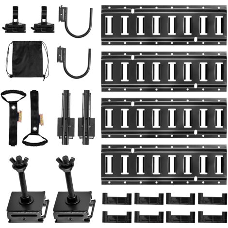 Mophorn Kit de 4 rieles de amarre E-Track de 0,4 m, incluye 2 ganchos, 2 portaherramientas, 2 soportes para estantes, 2 soportes para neumáticos, 2 anillas para almacenamiento de cables y 1 bolsa