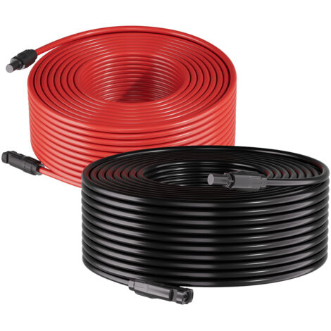 Mophorn Cable solar de 6 mm², extensión para paneles solares, 19,81 m en negro y rojo, con conectores MC4 macho y hembra, resistente al agua IP67, ideal para sistemas fotovoltaicos en exteriores