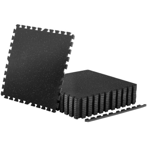 Mophorn Esterilla Puzzle de 12 Piezas 610 x 610 x 14 mm, Suelo de Goma EVA para Gimnasio, Colchoneta de Ejercicios de Alta Densidad con Puntos Grises Antideslizantes, Resistente a Impactos y Ruido