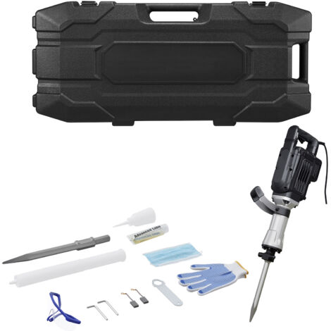 Mophorn Martillo Demoledor Eléctrico de 3000 W, 1700 BPM, con Cincel Puntiagudo, Estuche de Transporte, Guantes y Gafas de Protección, Ideal para Trabajos en Paredes de Hormigón, Negro