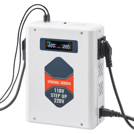 Mophorn Convertidor de Voltaje 3000 VA, Transformador de Potencia de 110 V a 220 V con 2 Tomas de Corriente UE, Salida USB, Pantalla LCD y Protección Térmica