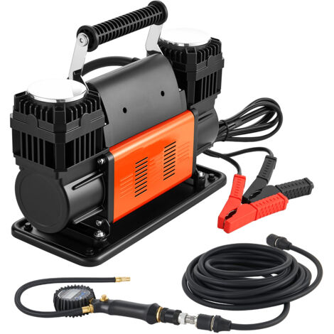 Mophorn Compresor de Aire Portátil de Doble Cilindro para Uso Intensivo, Inflador de Neumáticos con Manómetro Digital y Adaptadores para Camiones, SUV y Autocaravanas, 365 x 150 x 227 mm