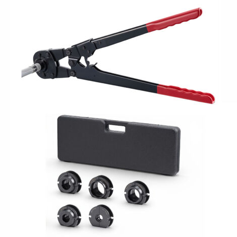 Mophorn Alicates prensadores para tuberías, herramienta de compresión para aluminio-plástico, incluye 5 mordazas TH12, TH16, TH20, TH26, TH32 y estuche, ideal para reparaciones e instalaciones