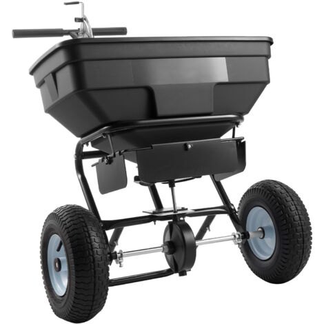 Mophorn Esparcidor manual con ancho de distribución de 3,66 m, equipado con neumáticos todoterreno de 13", control ajustable de flujo, tolva con capacidad de 59 kg, ideal para fertilizantes