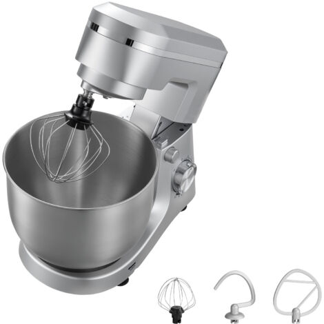 Mophorn Batidora de Pie Ajustable, Procesador de Alimentos de 1500 W para Repostería, con Bol de Acero Inoxidable de 5,7 L, Gancho para Amasar,10 Velocidades, Dimensiones: 375 x 241 x 292 mm