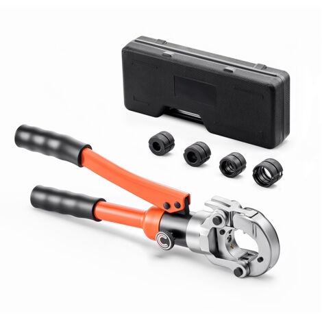 Mophorn Alicates hidráulicos para prensar tuberías, herramienta de compresión para tubos PEX y aluminio-plástico con 4 mordazas TH16, TH20, TH26, TH32, ideales para reparaciones e instalaciones