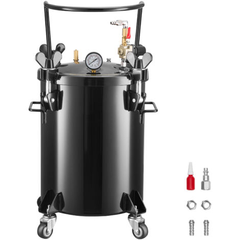 Mophorn Tanque de presión para pintura en aerosol, capacidad de 30 L, equipado con 2 conectores UE/AU, incluye acoplamientos rápidos y 4 ruedas, dimensiones: 390 x 340 x 630 mm, color negro