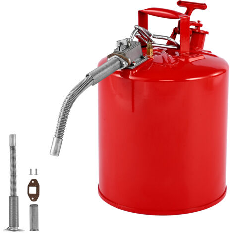 Mophorn Bidón de seguridad tipo II de 19 L con supresor de llamas,tapa de cierre automático y pico flexible metálico,diseñado para almacenar materiales inflamables,color rojo, dimensiones 297 x 430 mm