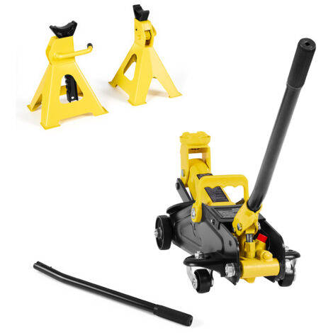 Mophorn Gato hidráulico de perfil bajo con capacidad de 2 toneladas, fabricado en acero resistente, incluye soportes y bomba de elevación rápida de un pistón, con un rango de elevación de 130 a 310 mm