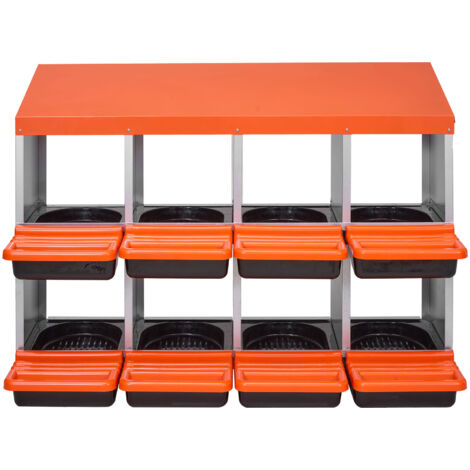 Mophorn Nido Metálico de 2 Niveles con 8 Compartimentos, diseñado para Gallinas, Patos, Pollos y otras Aves de Corral, con Tapas Protectoras y Sistema de Recolección, Dimensiones: 1060 x 525 x 800 mm