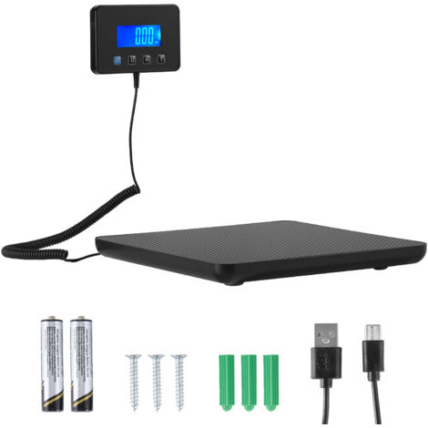 Mophorn Báscula digital para paquetes con doble precisión de 10/100 g, capacidad de 200 kg, función de tara/retención y pantalla LCD. Ideal para pesar paquetes. Incluye batería y cable de carga.