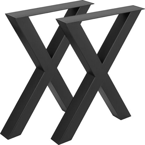 Mophorn Patas de mesa de acero con diseño en X, 720 x 760 mm, ideales para mesas de comedor. Conjunto de 2 patas metálicas negras, resistentes y funcionales, perfectas para muebles en cafeterías