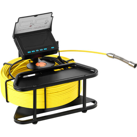 Mophorn Cámara de inspección de tuberías con cable de 50 m, dispositivo endoscópico con pantalla a color, equipado con 6 luces LED, tarjeta de memoria de 16 GB y batería de 4500 mAh