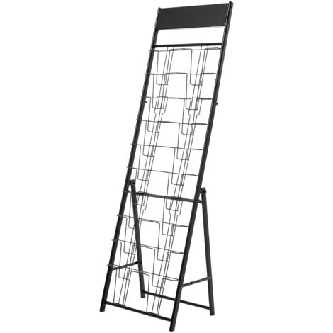 Mophorn Expositor de Revistas con 20 Compartimentos, Soporte Metálico para Folletos, Revistero de Pie para Periódicos y Literatura, Ideal para Tiendas, Oficinas y Bibliotecas, 49 x 33,3 x 154,5 cm