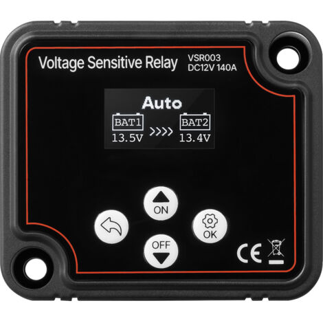Mophorn Aislador de batería dual de 12 V y 140 A con pantalla LCD, compatible con baterías de litio y plomo-ácido, ideal para automóviles, camiones, UTV, ATV, 80 x 70 x 60 mm, negro (1/5)
