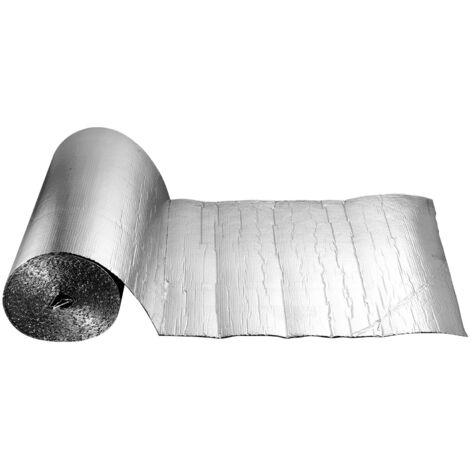 Mophorn Rollo de Aislamiento Reflectante Doble, Aluminio, 30,48 x 1,22 m x 6 mm, Protector Térmico con Burbujas de Aire de Doble Capa, Ideal para Puertas de Garaje, Ventanas y Techos de Autocaravanas