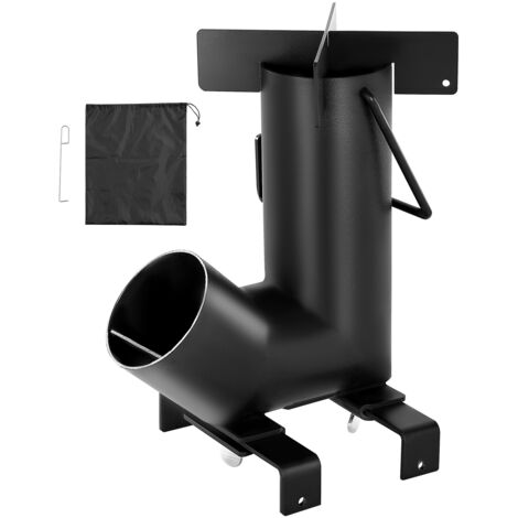 Mophorn Estufa Cohete para Acampar,Estufa Portátil de Leña de Acero al Carbono con Bolsa de Transporte,Asas Laterales, Duradera para Cocinar y Calentar al Aire Libre, Excursiones, Jardín, Color Negro (1/5)