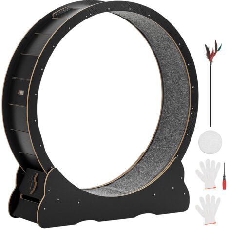 Mophorn Rueda de ejercicio de madera para gatos de 8,6 a 12,7 kg, con un diámetro interior de 1080 mm,  mecanismo de bloqueo y diseño en color negro, dimensiones de 1200 x 340 x 1275 mm