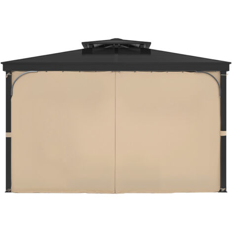 Mophorn Cortinas para Cenador Exterior, Paneles de Poliéster con Cremallera 2810 x 3730 x 2130 mm, 4 Laterales para Repuesto Universal de Toldos de Patio, Color Caqui