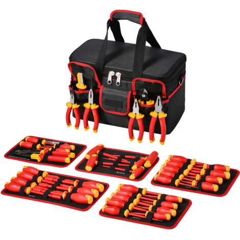 Mophorn Juego de destornilladores aislados, herramientas eléctricas profesionales de 50 piezas,  incluye puntas magnéticas y llave hexagonal con mango en T, dimensiones 450x260x265 mm