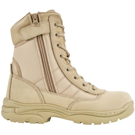 Mophorn Botas tácticas militares para hombre, 203 mm, fabricadas en cuero y tela Oxford 1000D,ideales para motociclistas y actividades al aire libre, talla 10 EE. UU., color arena.
