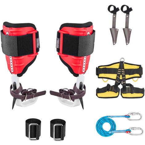 Mophorn Juego de espuelas para trepar árboles, altura ajustable, incluye correas y protectores, capacidad de carga de 159 kg,ideal para recolección de frutas y actividades al aire libre, color rojo