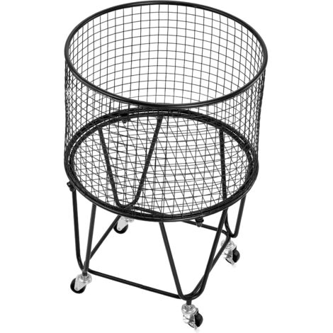 Mophorn Carro redondo para lavandería con ruedas giratorias de 360°, capacidad de 40 L, soporta hasta 27 kg, fabricado en acero al carbono, ideal para compras, camping, transporte de comestibles (1/5)