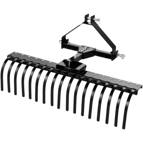 Mophorn Rastrillo para Tractor de 127 cm de Ancho, Herramienta de Jardinería con 17 Púas de Acero, Ángulo Regulable, Compatible con Tractores de Categoría 1 con Enganche de Tres Puntos (1/5)