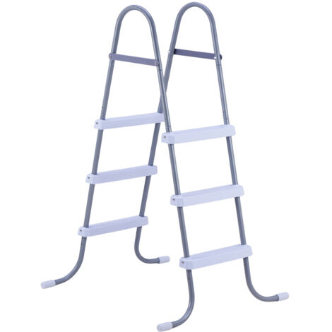 Mophorn Escalera de 3 peldaños para piscina desmontable, soporta hasta 136 kg, fabricada en acero al carbono, patas de goma y pasamanos ergonómicos, ideal para piscinas elevadas de 106,7 cm
