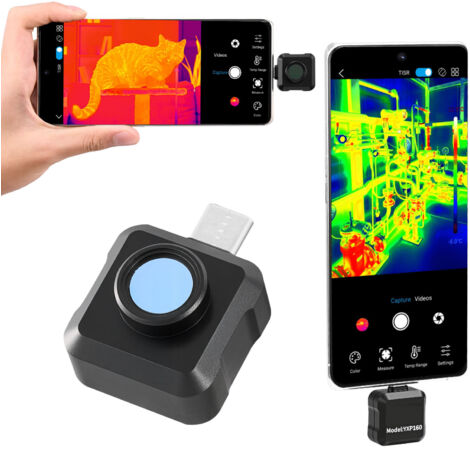 Mophorn Cámara térmica para Android, dispositivo infrarrojo con rango de temperatura de -20 a 550 °C, resolución IR de 160 x 120 y de 320 x 240 TISR, frecuencia de 25 Hz,fontanería y sistemas HVAC