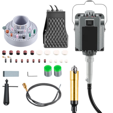 Mophorn Amoladora de Eje Flexible 1200 W 30.000 RPM, Herramienta Rotativa Eléctrica con Control de Pedal, Incluye Kit de 112 Accesorios para Lijar, Pulir y Cortar
