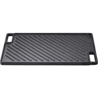 Mophorn Parrilla/plancha reversible de hierro fundido precurado de 9,7" x 16,7", antiadherente, quemador doble, asas, para barbacoa, parrilla a gas, color negro