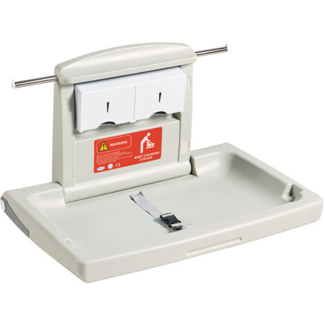 Mophorn Cambiador de Bebé de Pared, Cambiador de Pañales Plegable con Correas de Seguridad y Barras Colgantes, para Baños Comerciales y Guarderías