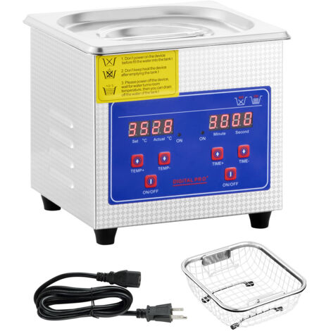 Mophorn Limpiador Ultrasónico Profesional 0.3L Limpiador de Joyas Temporizador Digital Calentador Acero Inoxidable 40kHz para Gafas Relojes Anillos Piezas Pequeñas