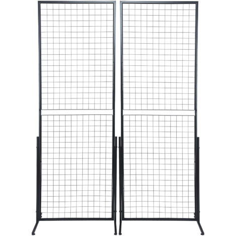Mophorn Paneles de pared de rejilla de  de 2' x 5,6', paquete de 2, base en T de piso, estantes de exhibición de doble cara, perfectos para exhibiciones de artesanías y tiendas minoristas, incluye cli