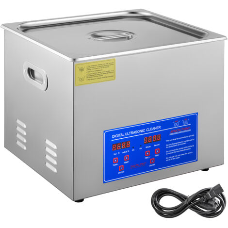 Mophorn 15L Limpiador Ultrasónico, Acero Inoxidable, Temporizador Digital, para Limpieza de Joyería, Uso Comercial, Personal, Doméstico, Plata