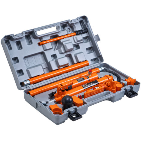 Mophorn Kit de Cilindro Hidráulico Gato Hidráulico Portátil 12 T con Manguera de Aceite de 1,4 m Kit de Reparación de Marco de Carrocería para Reparación de Automóviles, Camiones, Granja, Naranja