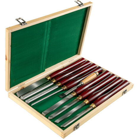 Mophorn Juegos de cinceles para madera 8pcs 7INCH/17CM Cinceles para madera Herramientas de torno Caja de herramientas de madera para tallado de madera Raíz Tornos de muebles Rojo
