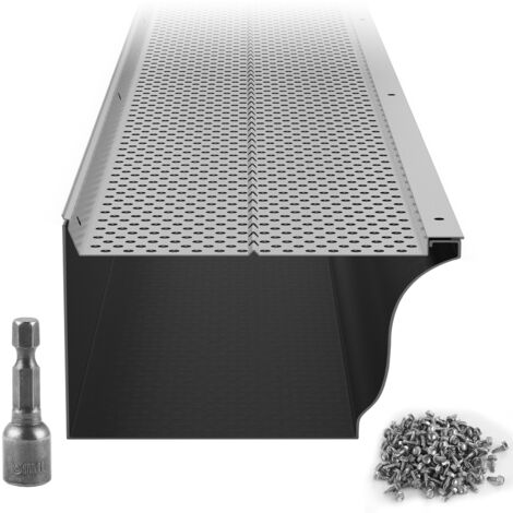 Mophorn Rejilla de protección de canalones 152mm Protectores de hojas para canalones Aluminio 26 PCS Longitud 31,7m Agujero 4mm Espesor 0,5mm Protector de canalones para todo tipo de canalones de teja