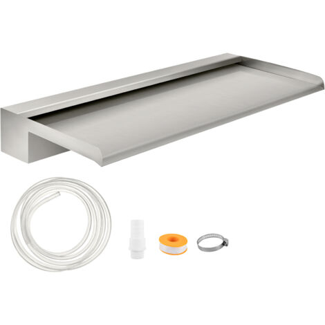 Mophorn Fuente Rectangular para Piscina Acero Inoxidable Cascadas para Piscinas 60x26x8 cm Fuente de Piscina exterior Flujo de Agua Ancha de 60 cm Cascada de Agua al Aire Libre de Jardín Patio Estanqu