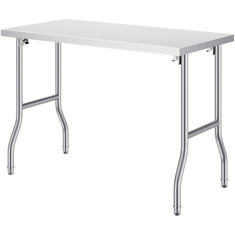 Mophorn Mesa de preparación plegable de 48 x 24 pulgadas, estación de trabajo comercial de acero inoxidable, mesa de cocina resistente para el hogar, restaurante, garaje