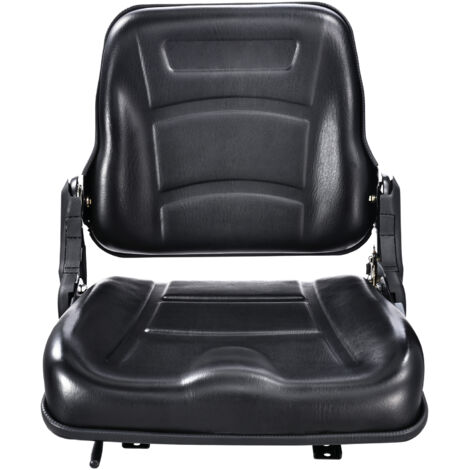 Mophorn Asiento para montacargas universal con respaldo ajustable y microinterruptor, asiento de tractor plegable de 6,3 a 13,4 pulgadas con ranura extendida para cargador, excavadora y más, diseño c