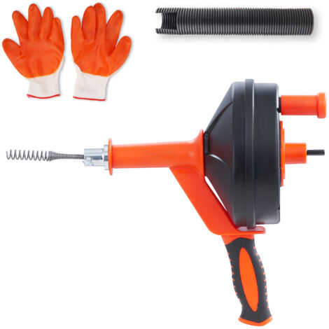 Mophorn Barrena de drenaje  de 25 pies, desatascador de tuberías con accesorio de taladro, removedor de obstrucciones para cocina, baño y ducha, incluye manguera protectora y guantes